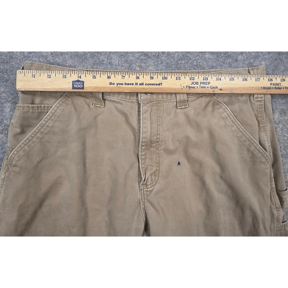 Carhartt B324 DKH Relaxed Fit Canvas Carpenter Pants Mens 36x32 Tan Distressed